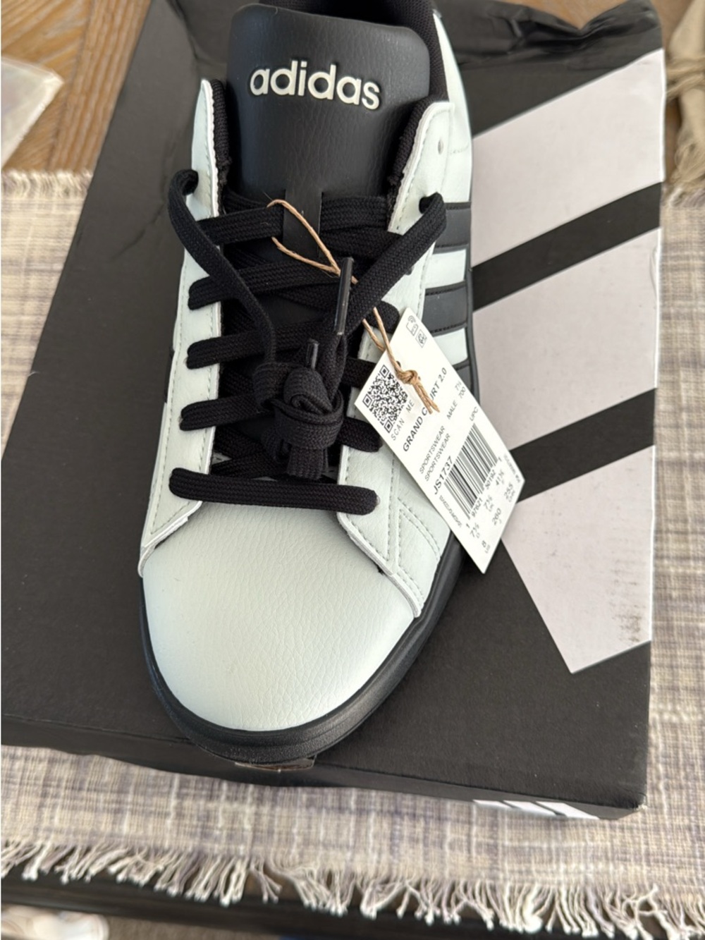 adidas White and Black Low-Top Leather Sneaker